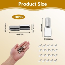 Pack of 20 Shelf Brackets, Shelf Brackets, Shelf Brackets, Nickel Plated Metal, 5mm x 19mm, Heavy Duty Metal Plate Brackets for Cabinets and Office Accessories, Durable and Corrosion Resistant