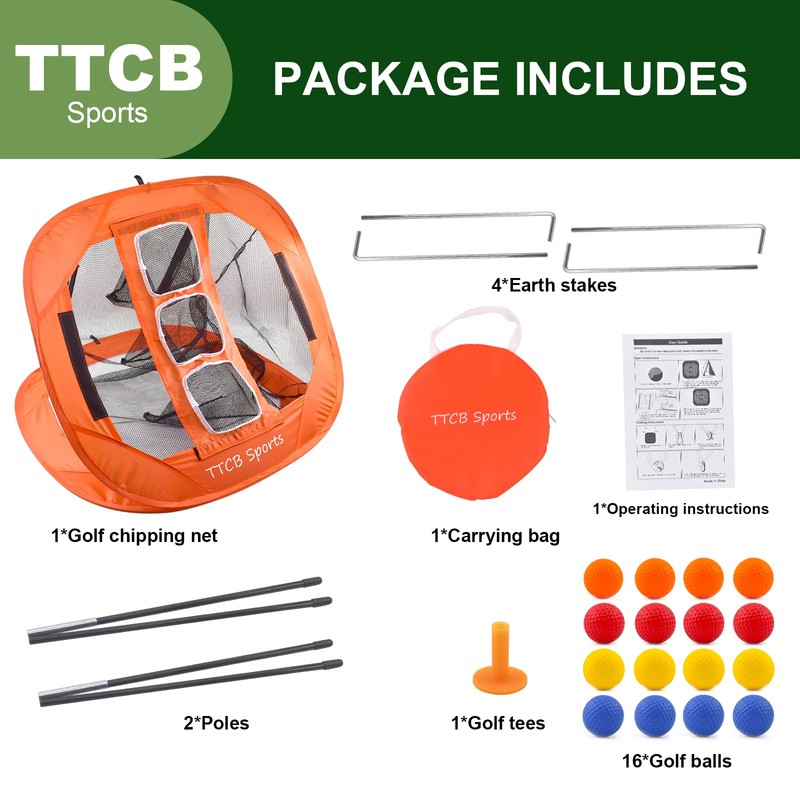 Pop Up Golf Chipping Net，Target Net Removable Golf Net，16 Training
