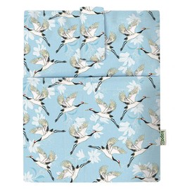 Book Sleeve Cover - Hard Books Cover for Paperback, Washable Fabric, Book Protector- Padded, Tablet Pc Case Cover for Adult (Crane)
