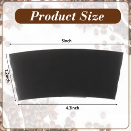 Thenshop 100 Pcs Black Coffee Sleeves Disposable Cup Sleeve Corrugated Kraft Paper Coffee Cup Sleeve Cup Cardboard Protective Hot and Cold Insulator, Fits 12, 16, 20, 22, 24 oz Drink Beverage Cups