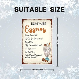 Homemade Eggnog Christmas Metal Sign Retro Vintage Decor for Home Cafe Bar Coffee Shop Wall Decor 8x12 inch