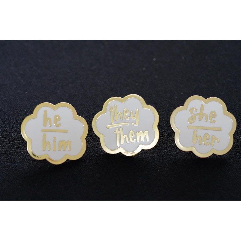 They Them Pronoun Brooch Button Non-Binary Badge Enamel Lapel Pin