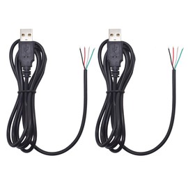 ELNONE 2PCS USB 2.0 Pigtail 4 Wire 1.2M/4FT USB A Male 4 Pin Bare Wire 5V/1A Power and Data Cable for DIY Cable and Replacement Repair
