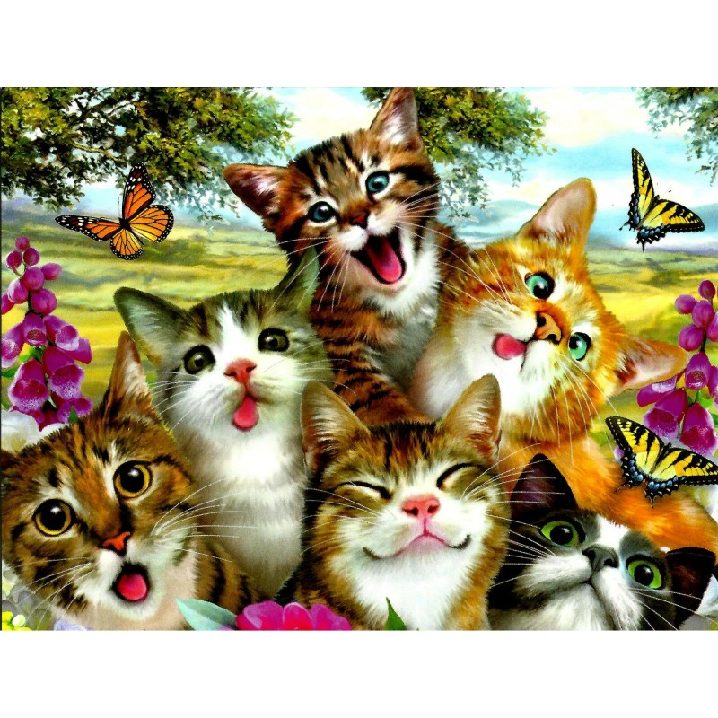 LEANIN TREE CATS WITH BUTTERFLIES, NOTE CARD,, BEAUTIFUL ART BY