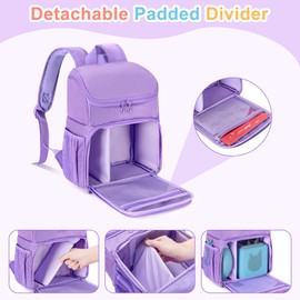 GRAOSO Carrying Backpack Compatible with Toniebox, Travel Bag for Audio Player Starter Set, Accessories Storage for Charger Headphone, with 3 Clear Pockets for Figures Display, Purple (Bag Only)