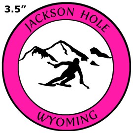 Athena Brands Jackson Hole, Wyoming Sports Skier - Car Truck Window Bumper Sticker Decal - Hot Pink