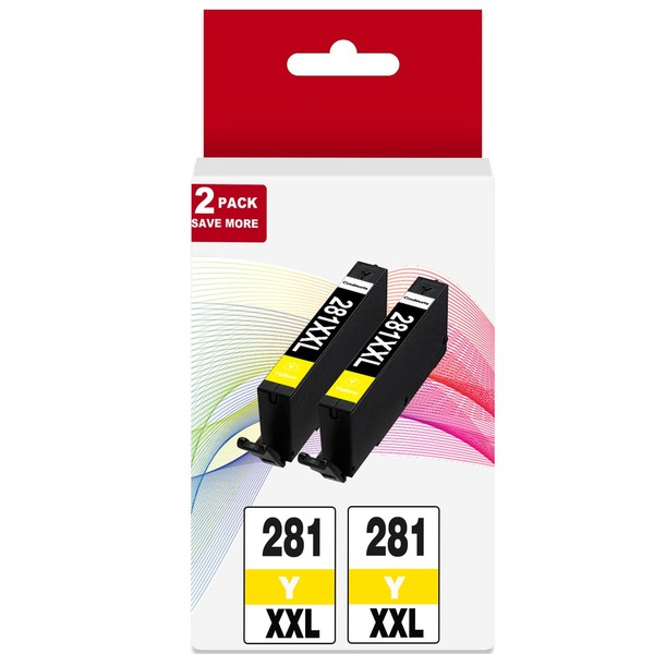 Couleuris CLI-281 XXL Yellow Ink Cartridges 2 Pack Replacement for