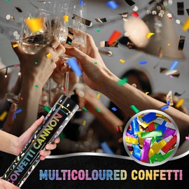 Carnival Party - 30cm Confetti Cannon - Multi-Coloured Confetti - Red, Blue, Green, Yellow & Pink - Confetti Poppers for Celebrations, Birthdays, Weddings and Parties - Pack of 4