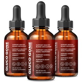 (3 Pack) Gluco Gone – Premium Clean Liquid Drops with Natural Ingredients to Support Balanced Levels, Healthy Circulation & Natural Flow | GlucoGone Organic and Easy-to-Use Droppers (90 Servings)