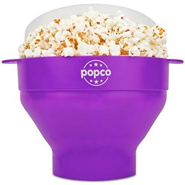 The Original Popco Silicone Microwave Popcorn Popper with Handles, Silicone Popcorn Maker, Collapsible Bowl Bpa Free and Dishwasher Safe - 15 Colors Available (Dark Orchid)…