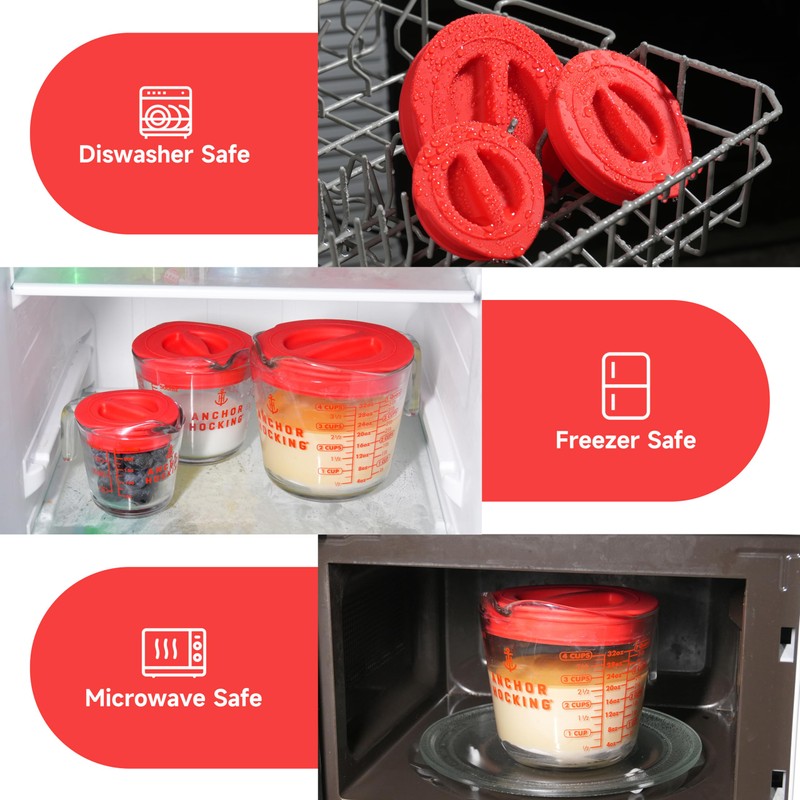 Silicone Replacement Lid Only Fit For Anchor Hocking 2-Cup/500 ML