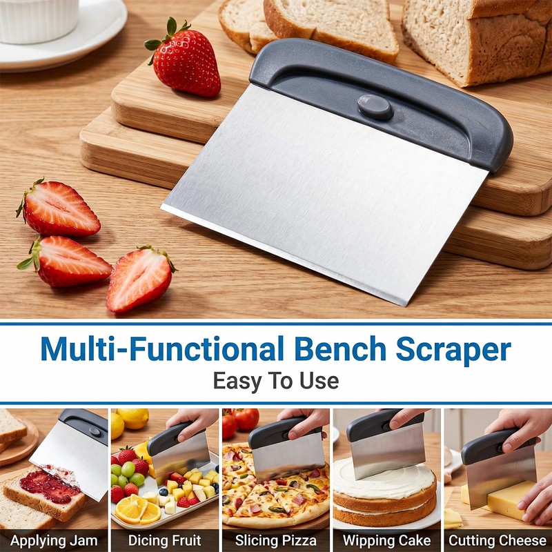 2 in 1 Dough Scraper and Bench Cutter for Kitchen