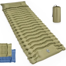 FREE SOLDIER Self-inflating ultra-light camping sleeping mat with a thickness of 9/10 cm, small pack size, anti-ripstop material, connectable, ideal for outdoor camping, hiking and beach