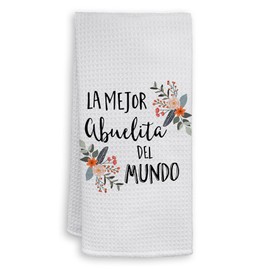 HIWX La Mejor Abuela Del Mundo Decorative Kitchen Towels and Dish Towels, Boho Floral Abuela Grandma Mother's Day Hand Towels Tea Towel for Bathroom Kitchen Decor 16×24 Inches