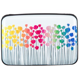 Caranda Credit Cards Holder, RFID Blocking Aluminum Wallet Metal Slim Hard Case for Men Women (Colors Flowers)
