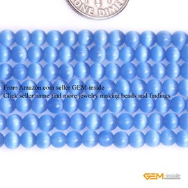 GEM-Inside - abalorio redondas de 4 mm naturales de ojo de gato con piedras preciosas sueltas para hacer joyas, suministros de abalorio para mujeres