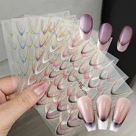 Nail art 12 types of gold-rimmed gradient nail line stickers - WFHTRT5 Nail Sticker DP - 686 / 네일아트 금테두른 그라데이션 네일 라인스티커 12종-WFHTRT5 네일스티커 DP - 686