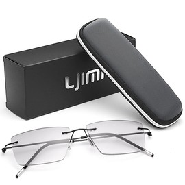LJIMI Progressive Multifocal Reading Sunglasses for Men Women Trifocal Sun Readers Blue Light Blocking Glasses 3 Powers in 1 Rimless Eyeglasses Presbyopic Eyewear UV Protection Anti Blue Shades 2.5