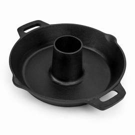 Charkettle Cast Iron Poultry Roaster Insert, Beer Can Chicken Holder with Roasting Pan, Gourmet BBQ System Vertical Roaster Stand Grilling Accessories Rack for 22" Kettle Grills/Oven/Smoker