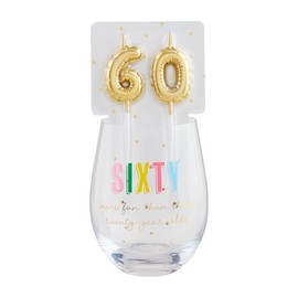 Mud Pie 60 16 oz 2 1/2" Candle Wine Glass Set