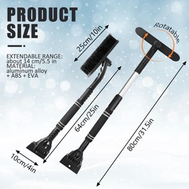 LXYYDS Car Ice Scraper with Broom, Snow Brush with Ice Scraper, Extendable Snow Removal Brush, Removable Snow Brush, Snow Scraper and Brush for Windscreens of Cars, SUVs and Trucks (Black)