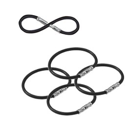 Lucky Line 5” Twisty Lock Key Ring, Flexible Nylon Coated Steel Wire Loop, Corrosion-Resistant and Durable, Black, 5 Pack (8112005)