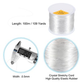 PATIKIL 109 Yard Stretchy Bracelet String, 0.5mm Round Elastic String Stretch Crystal String Bead Cord for Bracelets Beading Jewelry Making, White