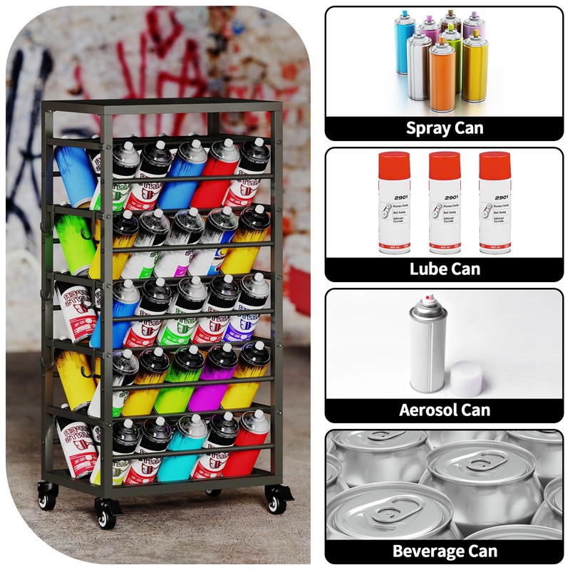Gtouse 50 Can Spray Paint Rack Organizer, Metal Spray Paint