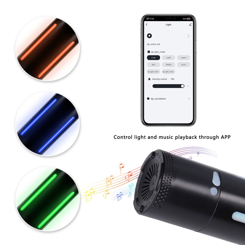 Smart Vacuum Bottle USB Charging Bluetooth Speaker Music Light Insulated
