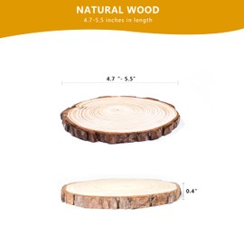 GREATLINK Unfinished Wood Slices for Centerpieces – Wood Burning Kit - Round Wooden Discs - Wood Circles for Crafts, Painting, Rustic Coasters, Wedding Decoration & More (4.8-5.5 inch / 17 pcs)