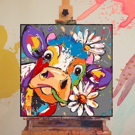 Xylogist Paint by Number Kit for Adults Beginner - Cow Paint by Number, DIY HD Canvas Acrylic Painting Cow Paint by Number, Perfect for Home Wall Decoration and Holiday Gifts 16X16Inch