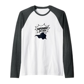 Superhero Off Duty: Funny Comic Style Graphic Raglan Baseball Tee, Men, Dark Heather Grey/White