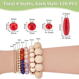 PH PandaHall 480pcs Red Wooden Spacer Beads - Round Barrel Wood Beads with Large Hole for Christmas Decoration, Macrame Arts, Crafts & DIY Jewelry Making