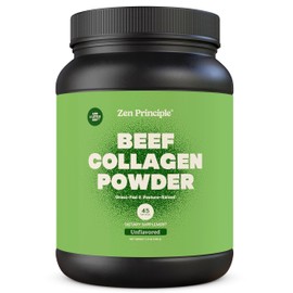 Zen Principle Grass-Fed Agglomerated Hydrolyzed Collagen Peptides 1.5 lb. Anti-Aging Protein Powder for Healthy Hair, Skin, Joints. Paleo Friendly, GMO and Gluten Free, Pasture-Raised Bovine.