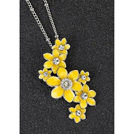 equilibrium Radiant Daffodil Cluster Enamel & Crystal Pendant Necklace Gift Boxed