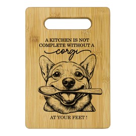 Qeheb Corgi Cutting Boards for Kitchen, Corgi Gifts for Corgi Lovers, Bamboo Cutting Board Dog,A Kitchen Is Not Complete Without a Corgi at Your Feet Decorative Cutting Boards for Kitchen