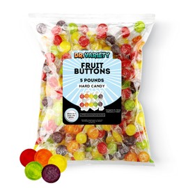 Assorted Fruit Button Candy (5lb) - Individually Wrapped Fruity Hard Candy Bulk, Hard Fruit Candy Buttons - Strawberry, Orange, Grape, Lemon Lime - By Dr. Variety