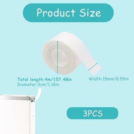 3 Volumes Thermal Label Tape 15 mm x 4 m Customised Label Printing Paper Waterproof Label Tape Paper Compatible with PRT Qutie/Makeid L1 Q1 E1 Label Printer for Home, Office, School