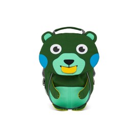 Affenzahn Kleiner Freund Kindergarten-Rucksack für 1-3 Jährige Ergonomisch Reflektierend Ziehzunge mit Namensschild Kreativ Bär - Grün