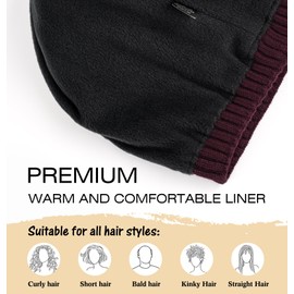 Wmcaps Men's Winter Hat, Beanie with Thickened Fleece Lining, Unisex Classic Hat with Cuffs, Elastic and Soft Wool Hat, Heart-Warming Gifts for Men and Women, Burgundy red