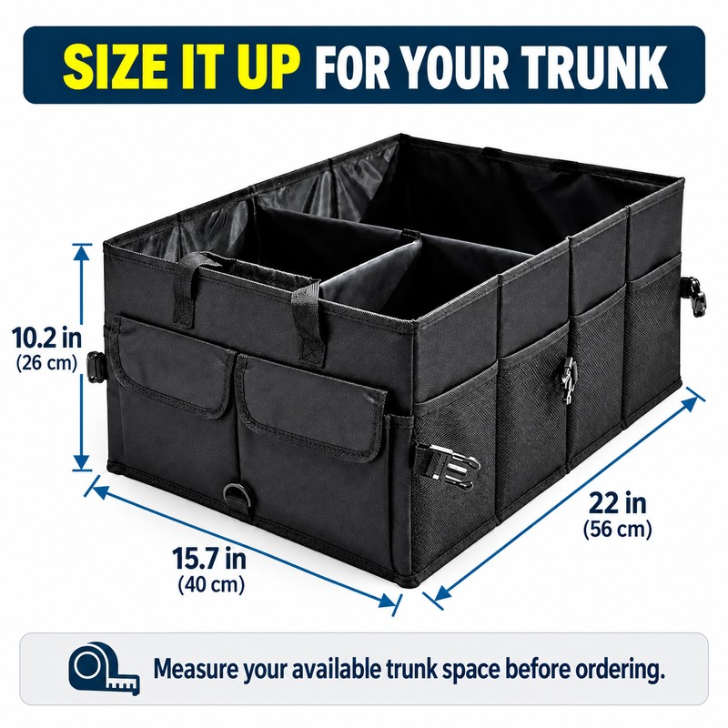 Large Collapsible Car Trunk Organizer for Storage – 600D Oxford
