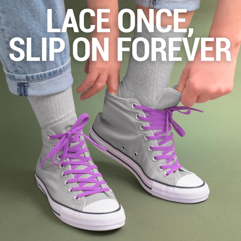 Miscly Flat Elastic Shoelaces (Gray, 45" (114 cm))