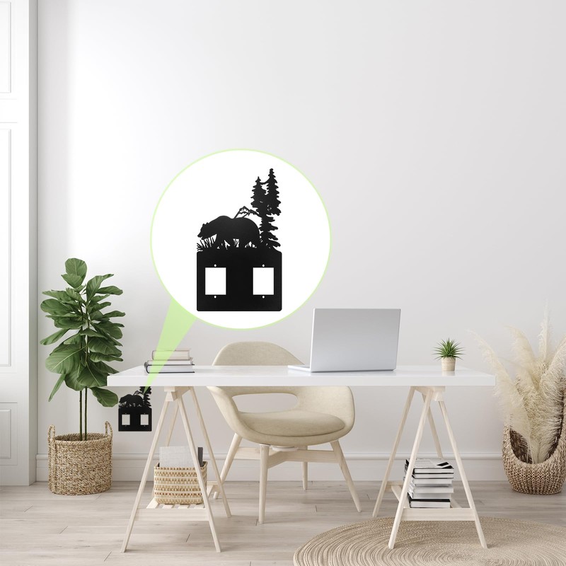 Metal Bear Light Switch Cover Moose Tree Mountain Elk Black