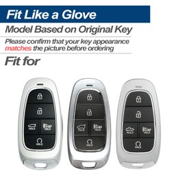 INFIPAR Fit for Hyundai Palisade Tucson Santa Cruz Santa Fe Sonata Ioniq Genuine Leather Key Fob Case Cover Keyless Entry Protector (5-Button, Black/Red)