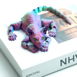 Generic 3D Printed Konigs Rex Cat Ornament, Articulated Hairless Cat Model, Colorful, 3D Printing Stuff