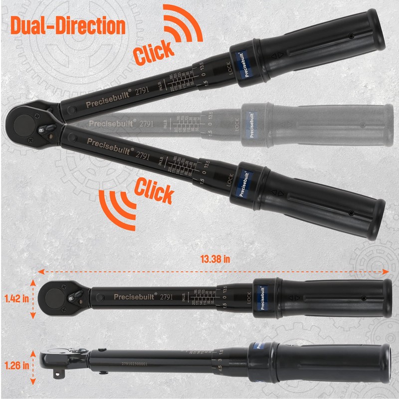 Precisebuilt 3/8" Drive 50-250 in-lb Click Tech Torque Wrench