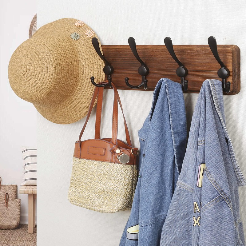 Dseap Coat Rack Wall Mounted - 5 Tri Hooks, Heavy