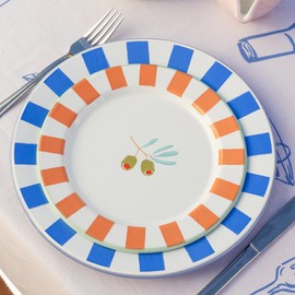 Talking Tables Bon Appetit Handmade Enamel Plate with Lemon Design - Durable, Lightweight, Perfect for Outdoor Dining, Picnic, Camping, and Beach - Stylish Summer Tableware Dishwasher Safe 25cm