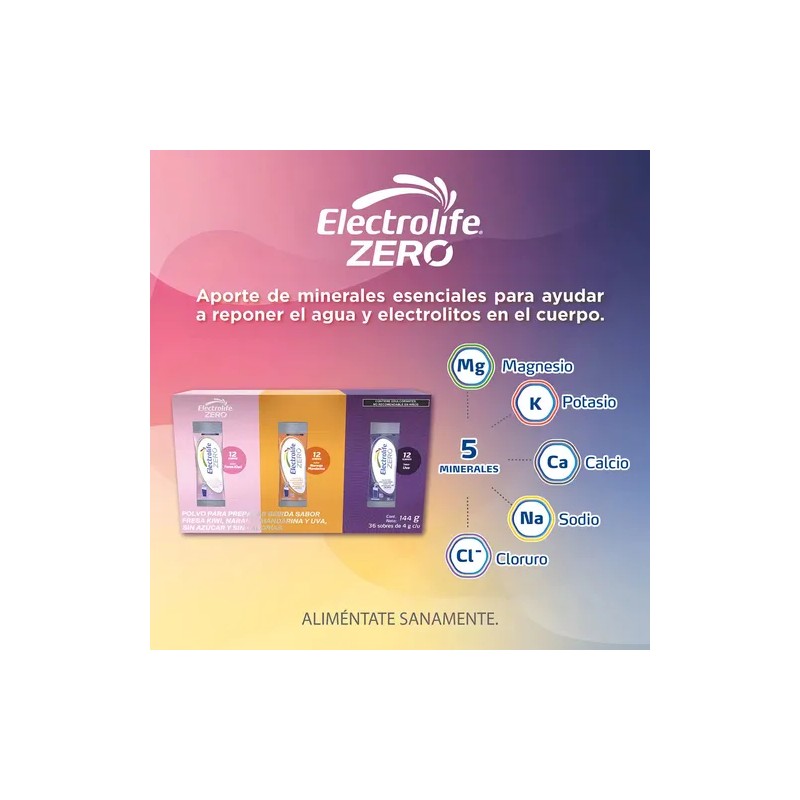 Electrolife Zero Azucar 36 Sticks Uva, Fresa-kiwi, Naranja