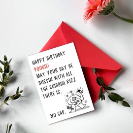 Beixian Funny Birthday Card for Teen Slang, Happy Birthday Pookie Bussin Bulk Greeting Cards for Him Her, Of fashion Birthday Card Gifts Idea for Kids Boys Girls Friends